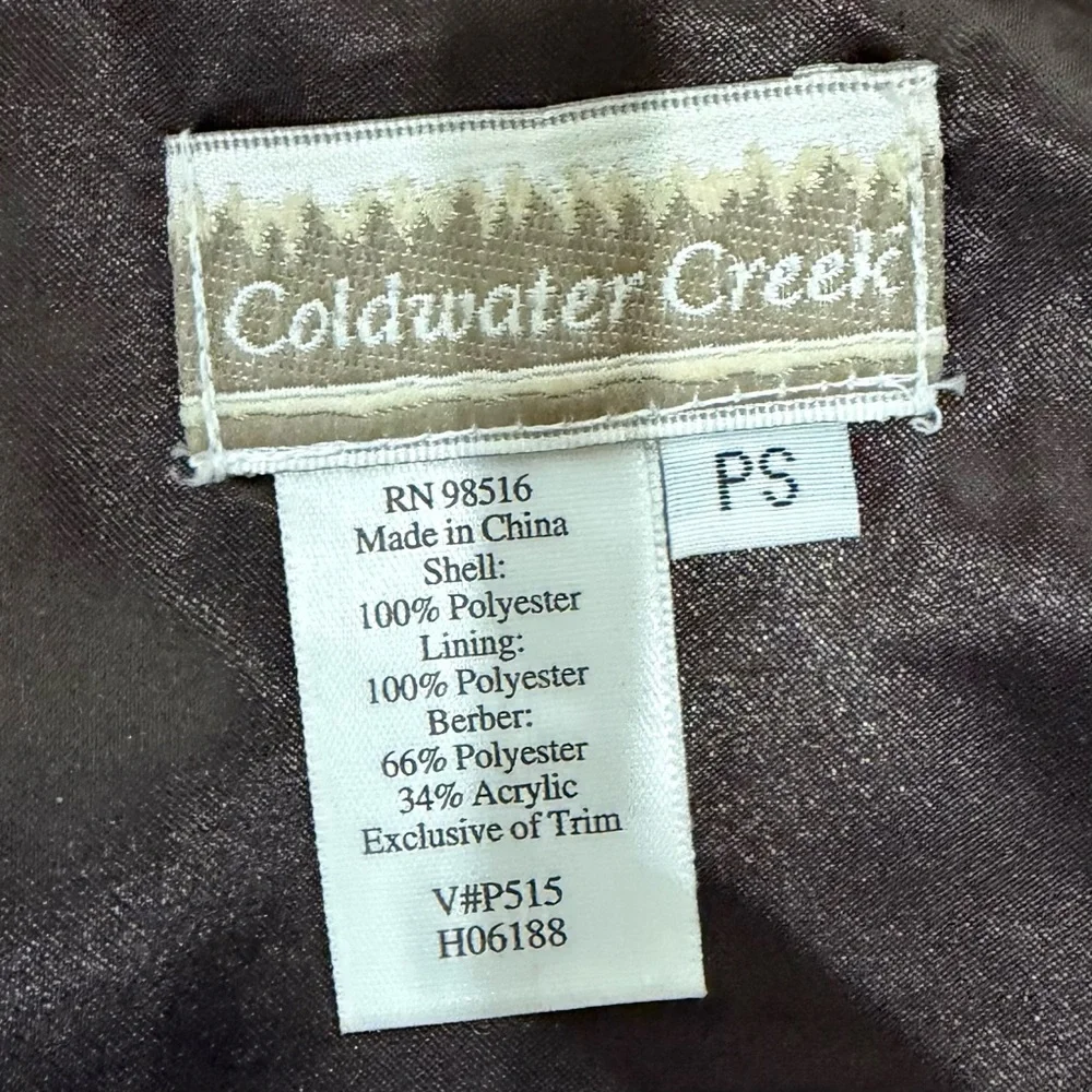 Coldwater Creek Wolf Faux Suede Coat Size PS - Picture 3 of 8
